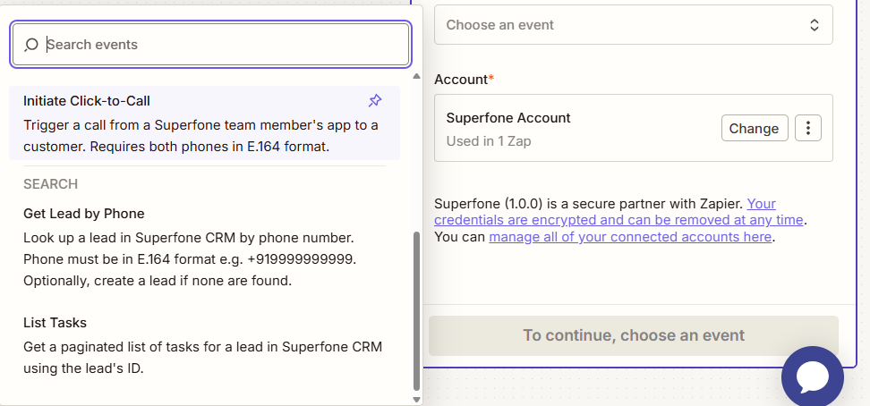 Initiate Click-to-Call action configured in Zapier
